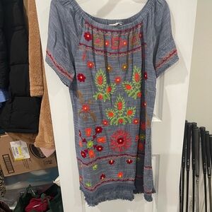 Rocks & Indigo Blue Embroidered Midi Dress